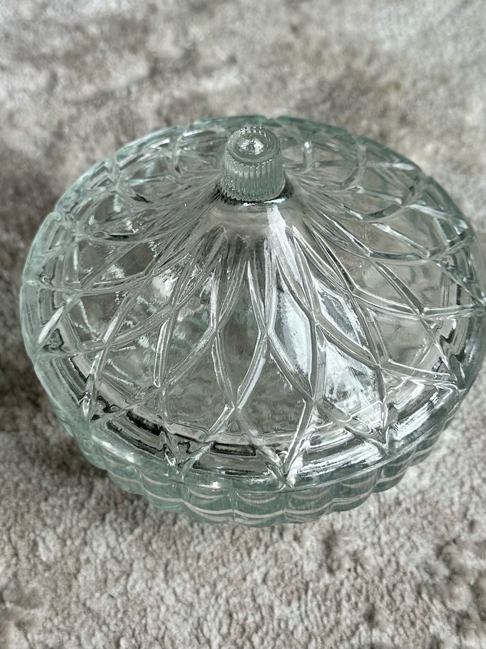 Clear Pressed Glass Covered Candy Dish